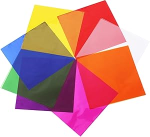 Colored Cellophane Sheets,6x8 Inches Cello Sheets Colored Plastic Cellophane Wrap for Candy, DIY Arts Crafts Decoration and More,Colored Transparency Sheets,8 Colors