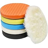 Autolock 5" Buffing Polishing Pads - 6Pcs 5.6inch 140mm Face for 5 Inch Backing Plate Compound Buffing Sponge and Woolen Pads