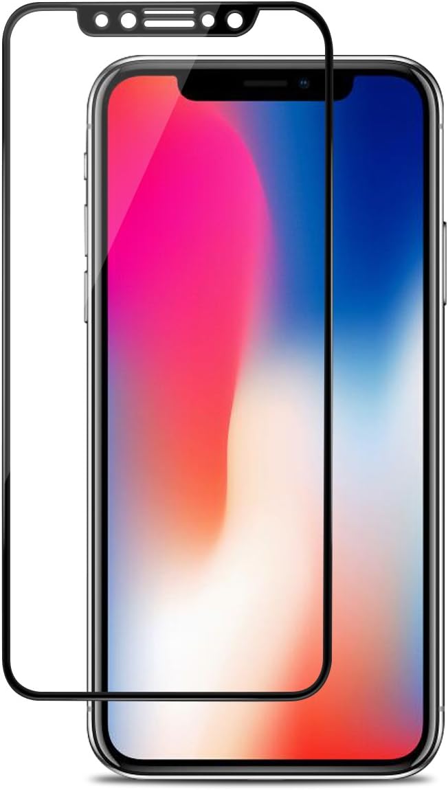 iPhone X Mobile Phone Screen Protectors, Lanzero Black Clear Anti-Fingerprint Anti-Scratches 9H Preminum Tempered Glass Protector Full Screen Coverage【2 Pack】