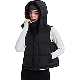 Airfree Women Cropped Puffer Vest 800 Fill Lightweight Goose Down Jacket Sleeveless Winter Coats with Removable Hood