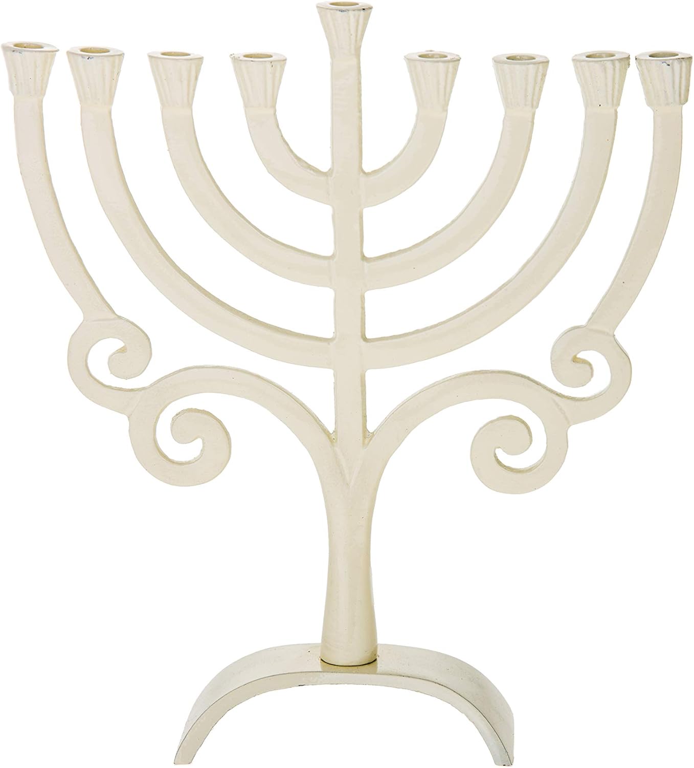 Legacy Judaica Round White Metal Chanukah Menorah for