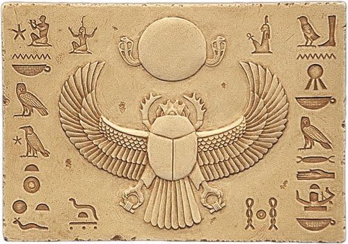 Egyptian Scarab Wall Relief, Stone Finish
