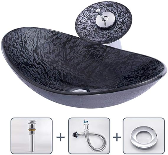 ChengBeautiful Fregadero De La Vasija Mesa Baño De Vidrio Templado