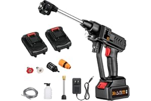 Aumotop Cordless Portable Pressure Washer, 6 in 1 Nozzle Electric High Power Washer 2 Rechargeable Battery Powered, Handheld Power Cleaner Water Gun for Car Detailing, Fence, Floor Cleaning, Plan