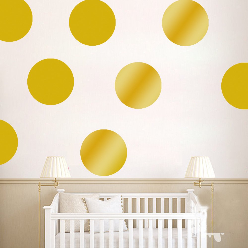 Bata Vinyl Polka Dot Wall decal Art Wall stickers Peel & Stick 10cm 20dots golden