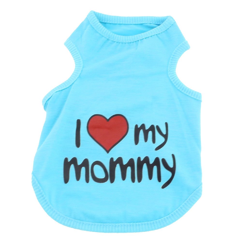 SMALLLEE_LUCKY_STORE I Love My Mommy Daddy Dog T shirt for Small Dogs Summer Tank Vest Puppy Sleeveless Shirt Chihuahua Shih Tzu Clothes,Blue,X-Large