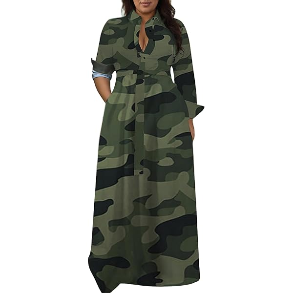 Amazon.com: Maxi Dresses with Pockets for Women Strapless Short Sleeves  Camouflage Print Floor Length Plus Size Colorful Sundress : Clothing, Shoes  & Jewelry