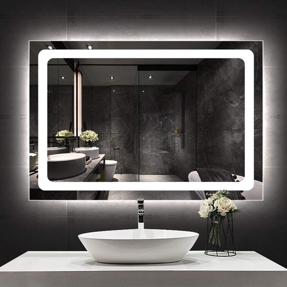 WallMounted LED Backlit Bathroom Mirror, Rectangular