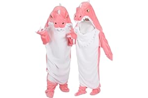 NAFLEAP Wearable Blanket Hoodie kids Shark Dinosaur Onesie Costume Gifts for Girls, Dinosaur pink, 140