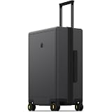 LEVEL8 Checked Luggage, Large Suitcase, Lightweight Luminous Textured Tsa Approved Medium Hardside Luggages with 8 Spinner Wheels, 24 Inch, Dark Grey