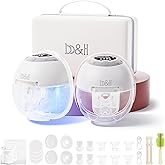 b&h Electric Wearable Breastfeeding Pump with Night Light, Hospital Grade Breast Pump Hands Free, 4 Modes & 9 Levels, 17/19/21/24/27mm Flange, Baby Mouth Double-Sealed Flange, Milk Pump for Moms -Grey