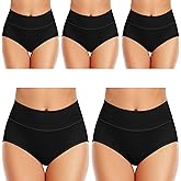 Ceseboo Womens Tummy Control Underwear Cotton High Waisted Full Briefs Soft Breathable Ladies Panties Multi Pack