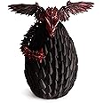 Memogizz 3D Printed Dragon Egg, Easter Dragon Eggs with Dragon Inside, Articulated Flexible 3D Printed Dragon in Egg Fidget Toy, Easter Basket Stuffers for Kids (Black&Red)