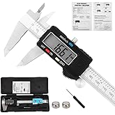 Digital Caliper Measuring Tool, Stainless Steel Vernier Caliper Digital, Micrometer Calipers with Large LCD Screen, Auto-Off 