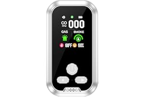 Gedsffati 5in1 Plug in Carbon Monoxide Detector &Smoke & Combustible Natural Gas Detectors Combination Builti-in Backup Battery HD Screen [Smoke CO Gas Temp Humidity Sensor] for Home Travel (White)