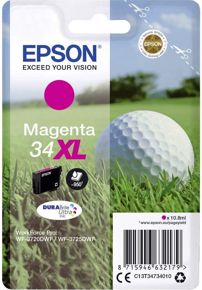 Epson 34XL Magenta Golfball High Yield DURABrite Ultra Ink Cartridge 10.8ml