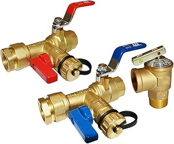 Hqmpc Tankless Water Heater Isolation Valves Tankless Water Heater Flush Kit Lead Free Tankless Valve Kit 3 4 Npt Including 1 Valve For Hot Water 1 Valve For Cold Water 1 Pressure Relief