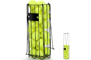 Tebery Portable Tennis Ball Hopper, Tennis Picker Collector with Handle, Metal Tennis Ball Retriever Basket for Easy Carrying, Tennis Holder Container Training Tool for Pickup, Storage, Practice