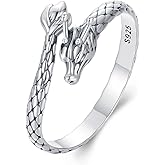 VOROCO 925 Sterling Silver Adjustable Open Ring Trendy Elegant Unique Open Ring Flower Cross Ring for Women Jewelry Gift