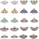 HOBBIESAY Butterfly Moth Charms Enamel Metal Flying Animal Insect Charm Gothic Style Dangle Pendants for DIY Bracelets Earring Necklace Jewelry Making