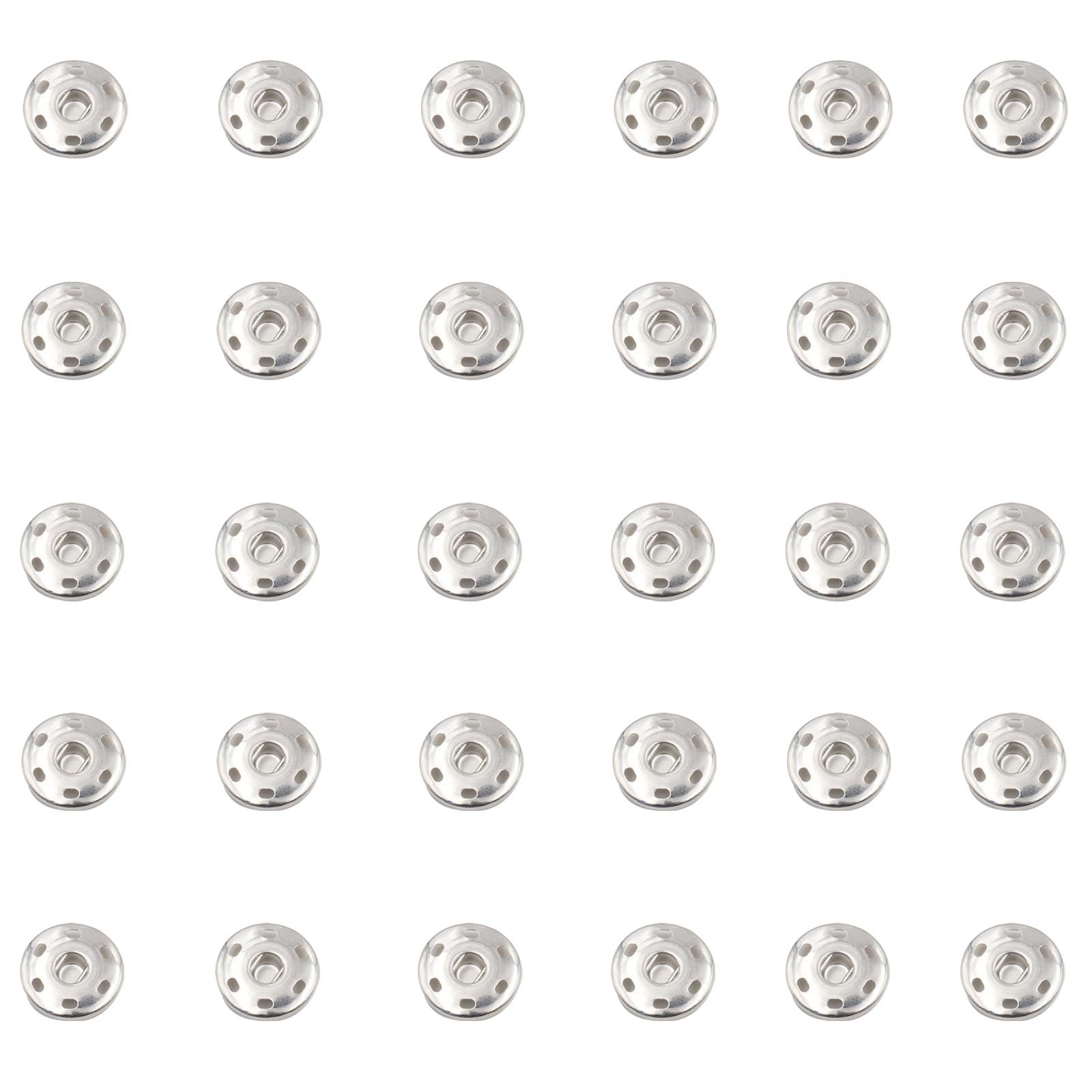 Leliafleury 30 Sets Brass Snap Button 25mm Sew on Snap Fasteners Silver Press Studs for DIY Crafts Clothes Sewing Handbag