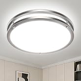 libtit 13-Inch Flush Mount Ceiling Lights, Dimmable 3000K-6500K Adjustable LED Ceiling Light, 24W Round Slim Light Fixture, Brushed Nickel for Kitchen, Bedroom, Bathroom, Hallway-ETL Listed