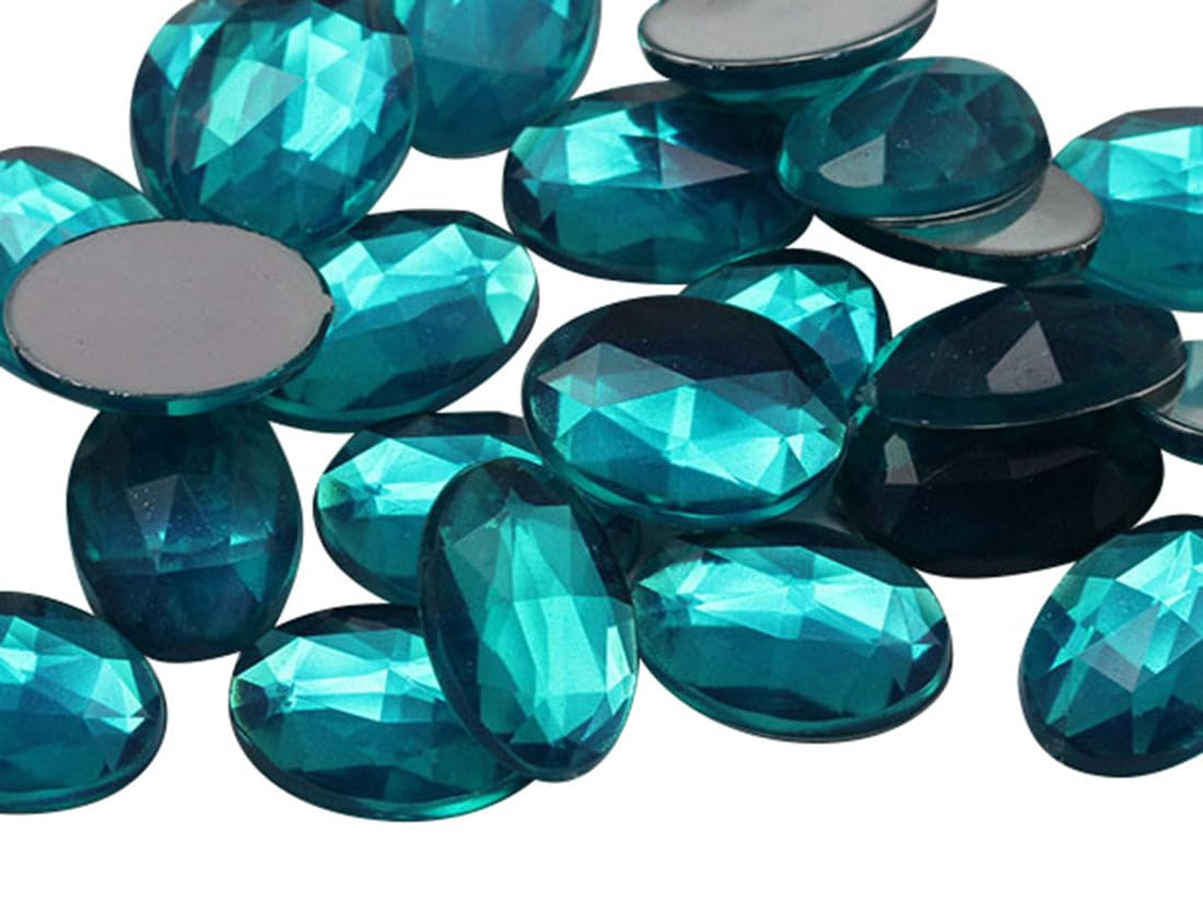 Allstarco 14x10mm Blue Zircon .BZ Flat Back Oval Acrylic Rhinestones Tiny Face Gems Body Jewels Card Making Embelishments - 45 Pieces โ image 1