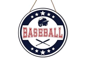 HSNBT Baseball Front Door Decor, Baseball Sign Decor for Boys Room Porch Door Sport Wall Hanging Signs Decorations Gift for Baseball Player Boy Kid Lover Fan