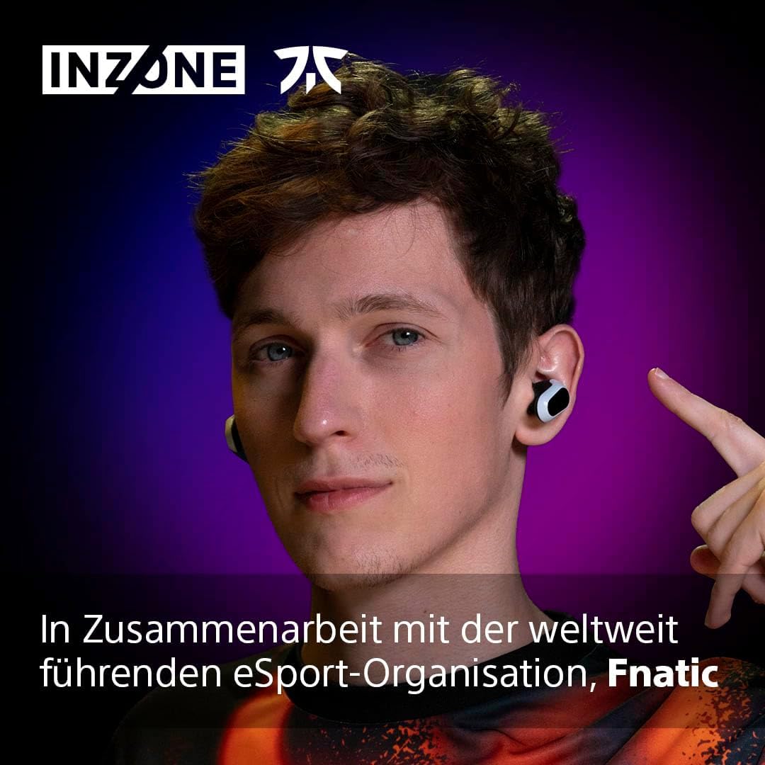 Sony INZONE Buds - In-Ear Gaming Kopfhöhrer für PC & PS5, 360 Spatial Sound, Active Noise Cancelling, AI-Mikrofon, 24H Akku, geringe Latenz – Weiß 2
