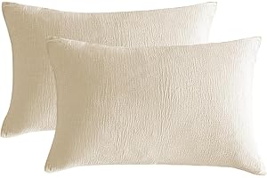 SE SOFTEXLY Muslin Pillowcases Standard Size 100% Cotton, 2 Pack Linen Like Pillow Shams with Envelope Closure, Ultral Soft and Breathable Pillow Case Covers, Off-White, 20" X 26", No Filling