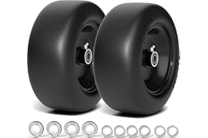 TEPU 11x4.00-5 Lawn Mower Tires Flat Free, Fits Zero Turn Mowers Solid Smooth Lawn Mower Front Tires, With 3/4" or 5/8" and 1/2" Precision Bearings and 3.4"-5" Center Hub, 2Pack, Black