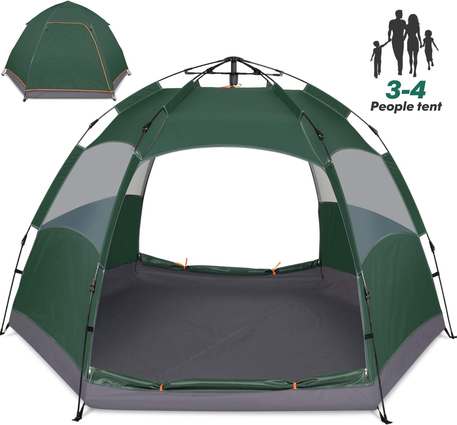 Amagoing 3-4 Person Tents for Camping Instant Setup Tent Double Layer Waterproof for 4 Seasons