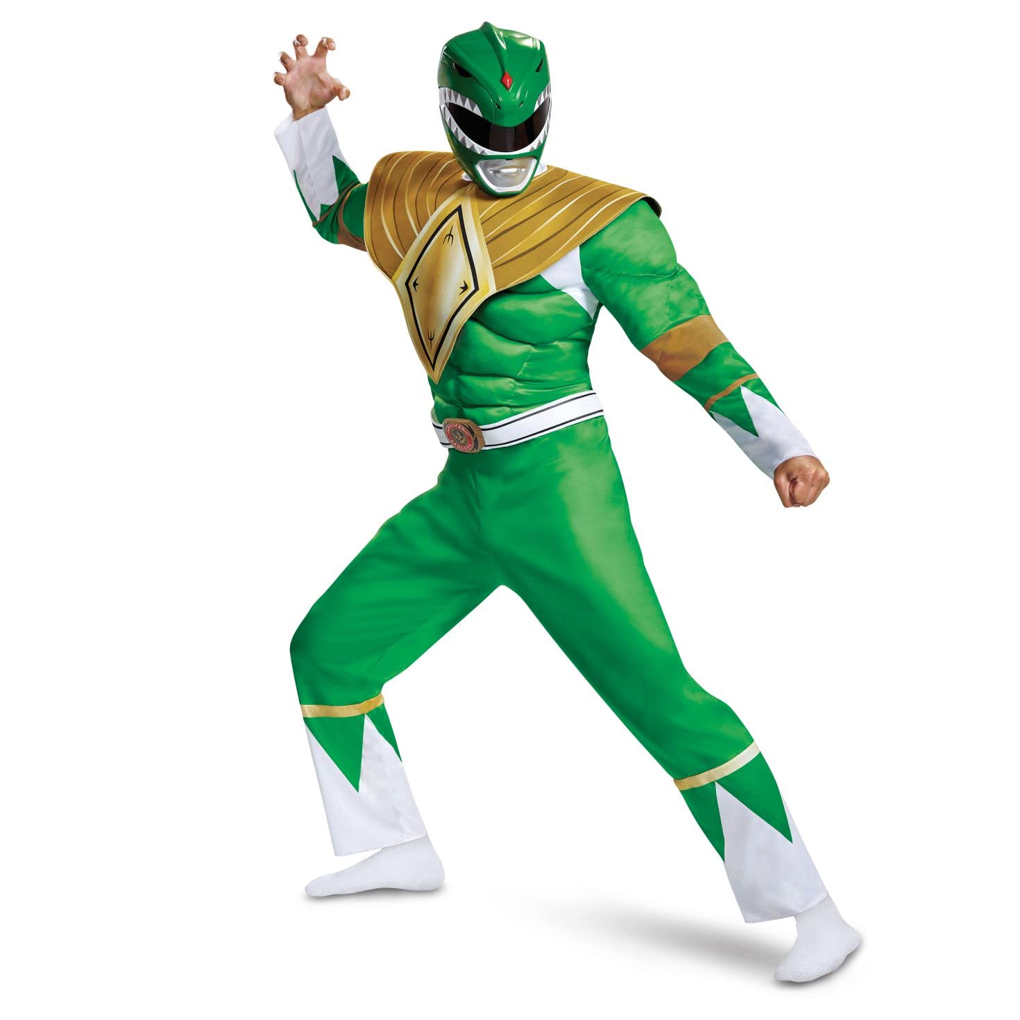 Photo 1 of Men's Power Rangers Green Ranger Muscle Costume | Green Power Ranger Cosplay Suit for Adults (XL)