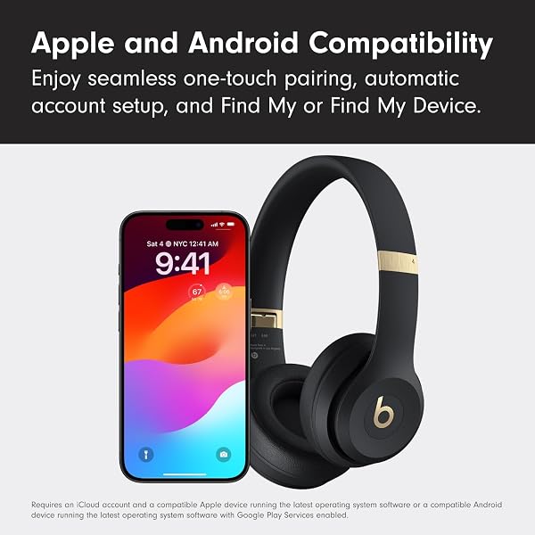 BEATS SOLO 4 – WIRELESS BLUETOOTH ON-EAR HEADPHONES, APPLE & ANDROID COMPATIBLE, UP TO 50 HOURS OF BATTERY LIFE – BLACK & GOLD
