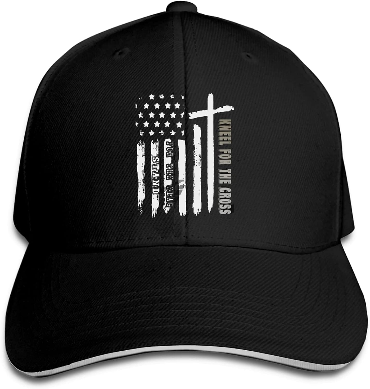 I STAND FOR THE FLAG I KNEEL FOR THE CROSS USA Adjustable Baseball Cap – Men's Strapback, Cotton/Polyester, Curved Visor