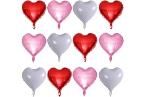 LHOAVWE Red Heart Shaped balloons Pack of 12,18 Inch White Love Valentine Balloons Pink Heart Romantic Balloons For Valentines Day Propose Marriage Wedding Bridal Shower Engagement Party Decorations