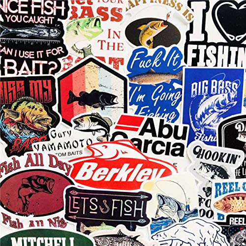 50PCS Fishing Stickers Waterproof Laptop Stickers Car Bicycle Suitcase Computer Water Bottle Mobile Phone Stickers Water Resistant Decals (Fishing) - Thumbnail 4