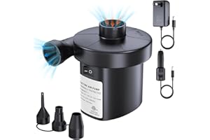PULIDIKI Electric Air Pump for Inflatables Air Mattress Pump with 3 Nozzles Inflator Deflator Portable Quick Air Pump for Camping Air Mattress Bed, Air Sofa, Pool Toys, Swimming Rings AC DC (50W)