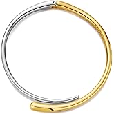 MYCUTEY Gold And Silver Choker Necklace For Women Hinged Open Cuff Statement Necklace Two Toned Minimalist Mixed Metal Collar Jewelry