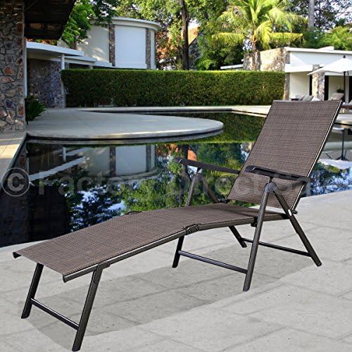 Lounge Chair Pool Chaise Recliner Outdoor Patio Furniture Textilene Adjustable Durable