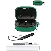Silicone Case Compatible with EarFun Air Pro 4 with Keychain,Cleaning Kit and Lanyard, Soft Protective Shockproof Cover for EarFun Air Pro 4(2024)-Green