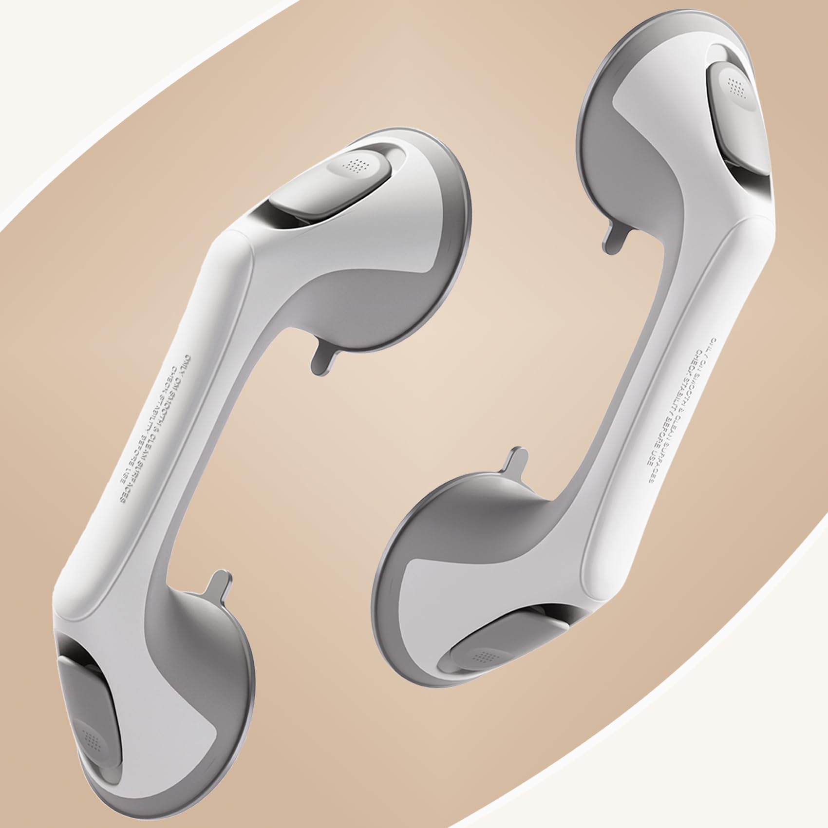 Photo 1 of ABLECARE 2 Pack 12 Inch Grab Bars for Bathtubs and Showers for Seniors, Heavy Duty Shower Handle for Elderly, Suction Cup Removable Handrails Handicap Bath Grip Bathroom Safety Grips (Gray