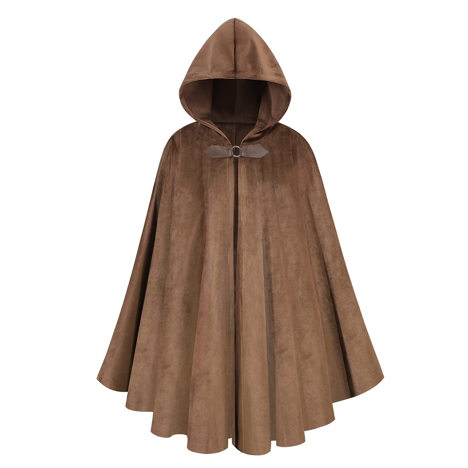 maxToonrain Medieval Costume with Hood Northern Knight Renaissance Hooded Cloak Vintage Gothic Witch Wizard Victorian Halloween Fancy Dress Costume (Brown,102cm-Men) — image 1