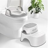 Maliton Potty Training Toilet Seat with 2 Step Stool Grey