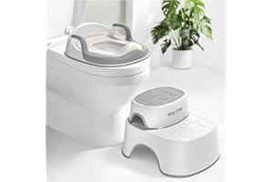 Maliton Baby Potty Training Seat with Step Stool, Toddler Toilet Seat for Boys Girls, Anti-Slip Toddler Stool for Bathroom, Kitchen, Toilet Potty Training Set(One Potty Seat+Two Step Stool for Kids)