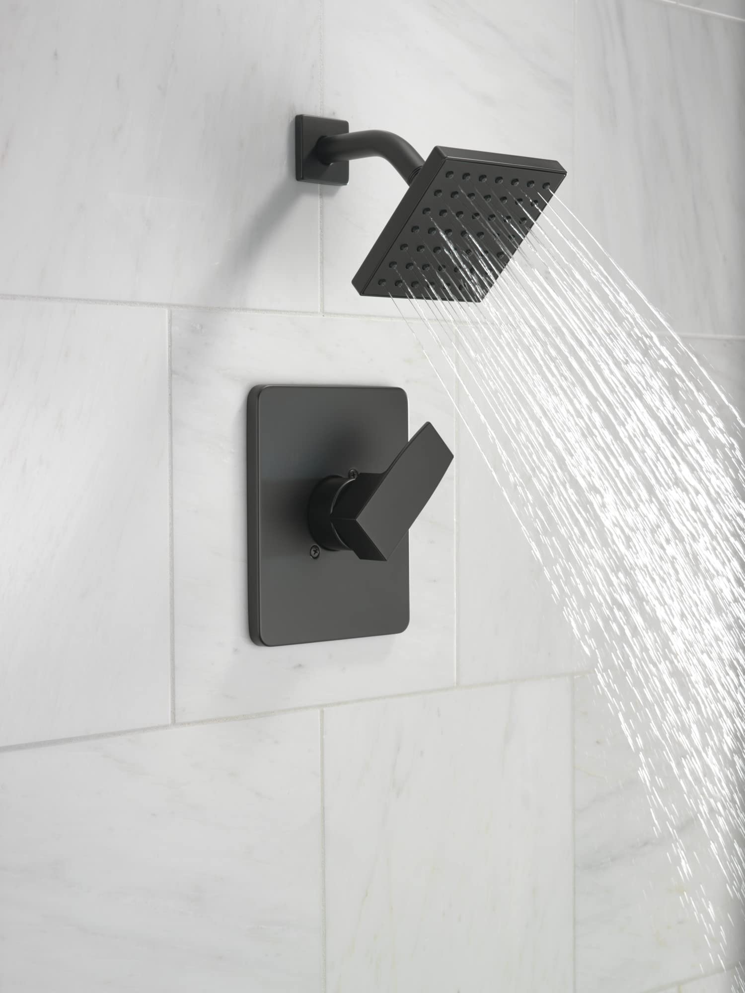 Delta Modern 14 Series Shower Faucet Set, Matte Black Shower Head and Handle Set, Valve Trim Kit, Matte Black T14267-BL-PP (Valve Not Included)