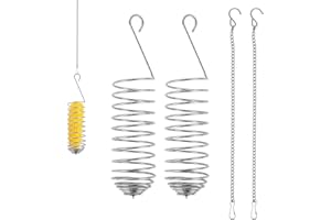 2pcs Spray Millet Treat Holder, Stainless Steel Parrot Food Holder with Suspension Chain Bird Foraging Chew Toy Feeder Cage A
