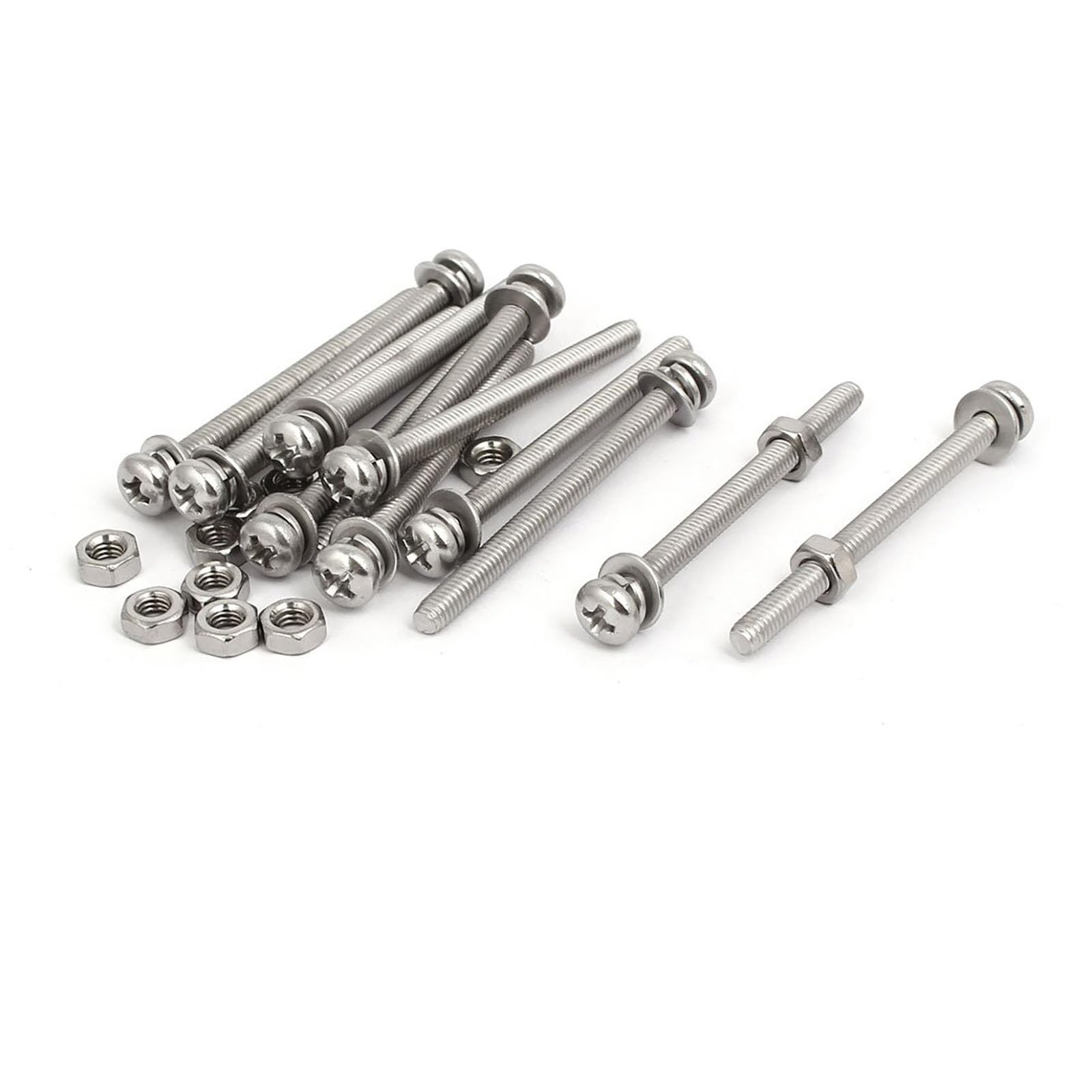 TOP-VIGOR 12Pcs M4x50mm Screw Assortment Kit, 304 Stainless Steel Phillips Pan Head Bolt Screw Nut Washer for Professionals, Amateurs, Landlords, Repairmen and DIY