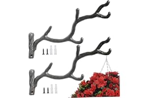 Set of 2 Vintage Cast Iron Branch Design Plant Hanger Bracket, Decorative Hooks for Indoor and Outdoor Use, Wall Mounted Plan