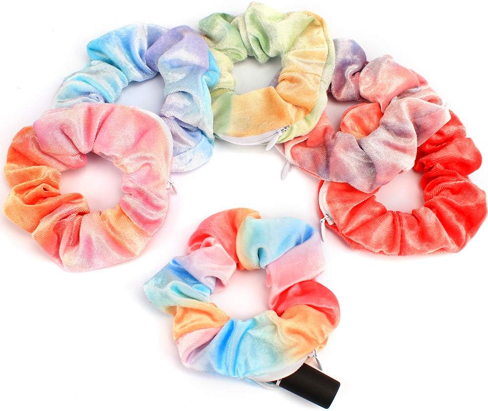 Aprince 6pcs scrunchies for hair scrunchies velvet scrunchies with pockets towel scrunchies for hair scrunchie with zipper scrunchie velvet kitsch towel scrunchie with pocket loki stashed scrunchies